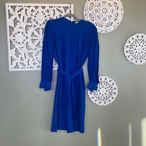 Vintage Horchow Silk Shift Dress Royal Blue Size 8